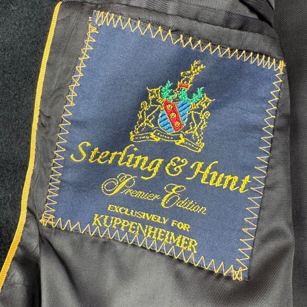 100% Cashmere Sterling & Hunt Blazer Mens 40R Black 2 Button Sport Coat Vintage